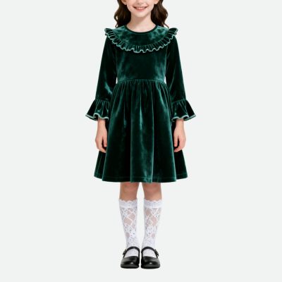 elegant-ruffle-collar-bell-sleeve-girls-dress