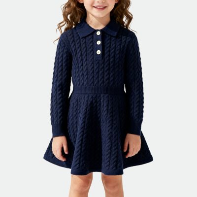 comfortable-knitted-girls-casual-dress-with-lapel